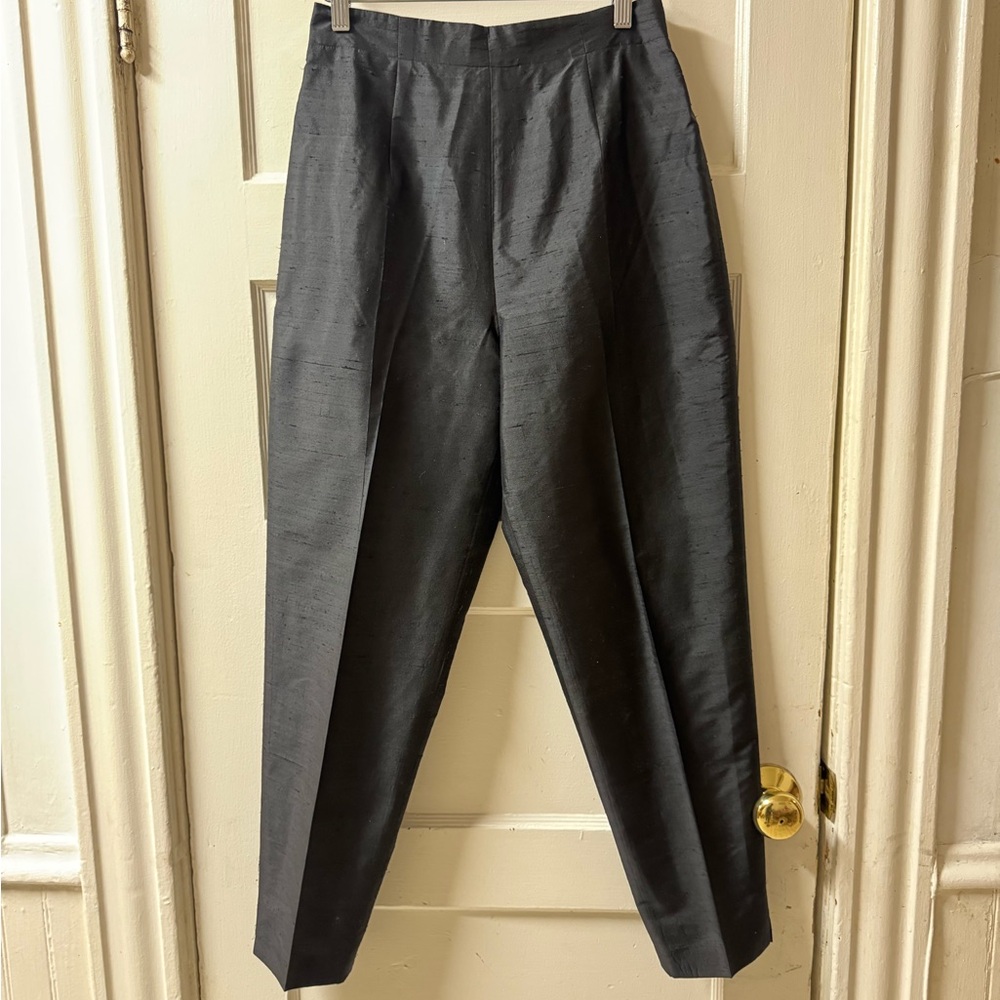 Vintage Ann Taylor Petites 100% Silk Cropped Black Pants Size 8P